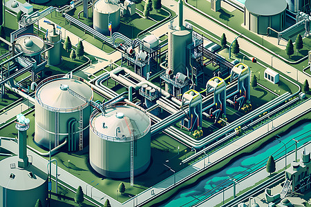 错综复杂的生物气体工厂图片