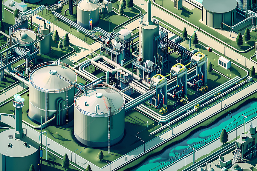 错综复杂的生物气体工厂图片