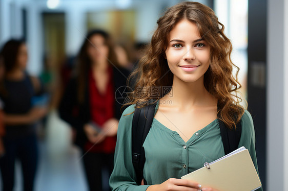 微笑的女大学生图片