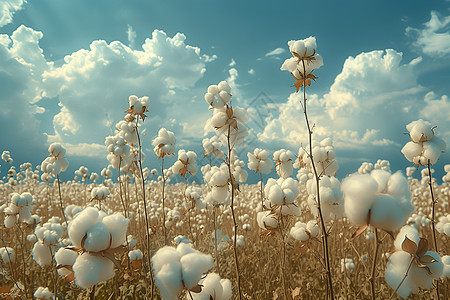 田野中的农业棉花植物图片