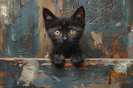 可爱的黑色小猫咪背景图片