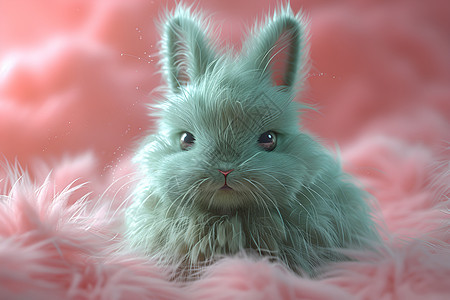 毯子上的绿色兔子图片