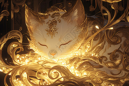 金光璀璨的猫咪图片