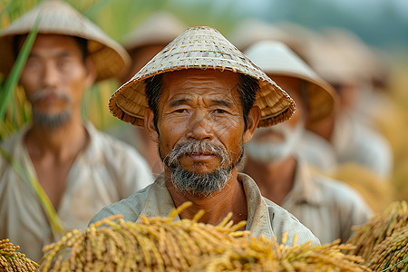 戴着草帽的男人图片