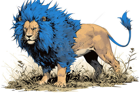 威武的蓝毛狮子图片