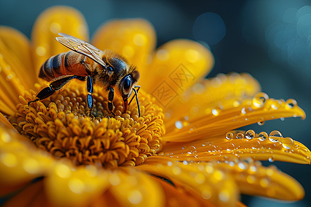蜜蜂采集花蕊图片