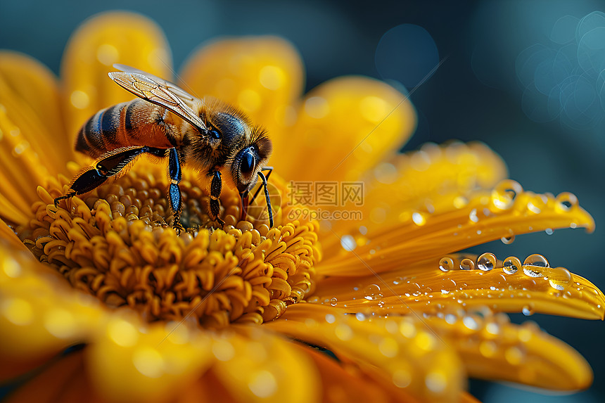 蜜蜂采集花蕊图片