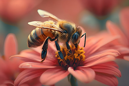蜜蜂采集花粉图片