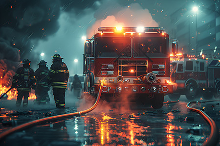 烈火中的消防员图片