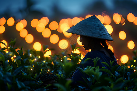 茶园的农民背景图片