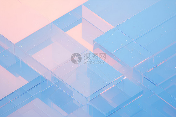 粉蓝的方块艺术图片