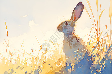 阳光下的野兔图片