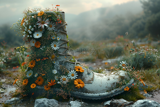 靴子上的花朵图片