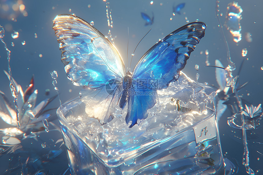 蓝蝴蝶艺术品图片
