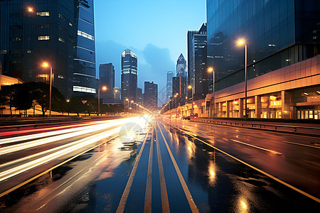 夜幕下城市道路图片