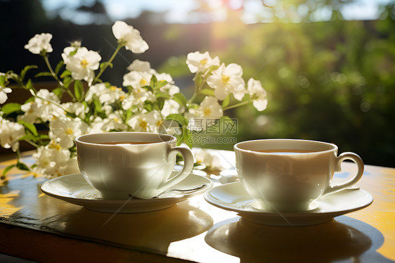 杯子中的茶水图片