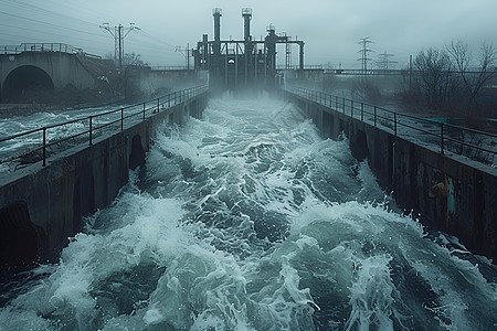 飓风中的污水处理厂图片