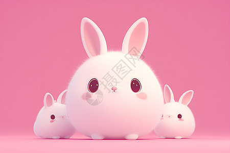 玩耍中的粉色兔子图片