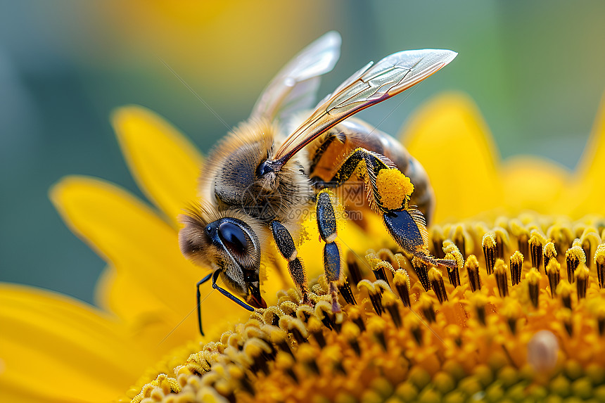 蜜蜂准备采集花蜜图片