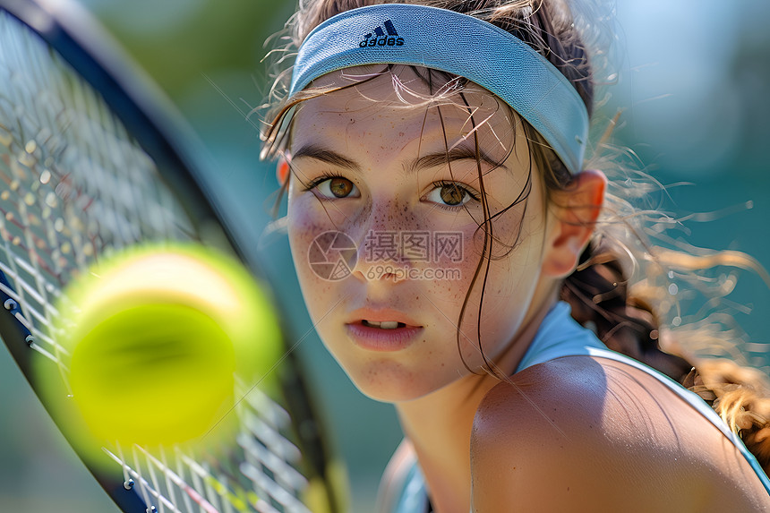 夏日网球训练的少女图片