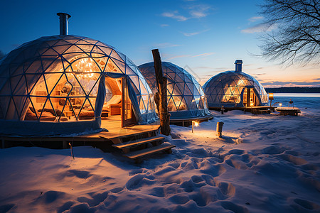 雪地上的屋子图片