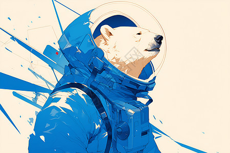 极地熊穿上宇航员头盔的艺术品图片