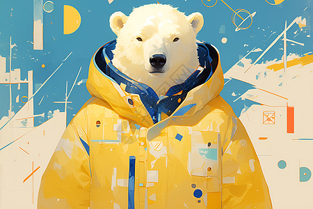 黄色袄子的北极熊图片