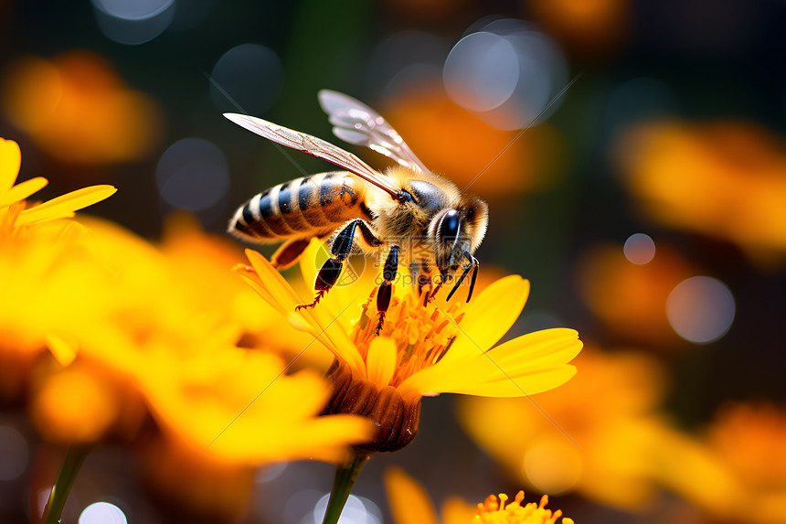 花从中蜜蜂图片