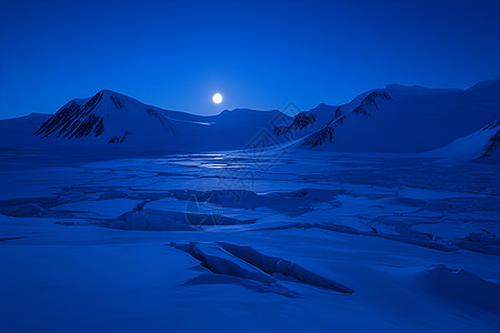 月夜冰雪奇观背景图片