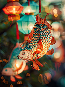 中国风的金鱼灯笼图片