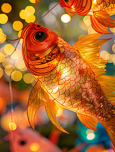 灯会上的金鱼造型灯笼图片