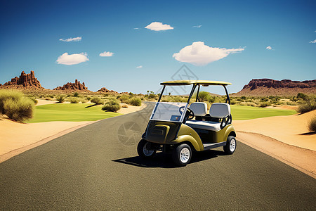 道路上的高尔夫球车图片