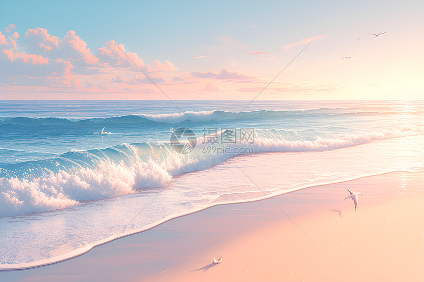 日出时分的海滩图片
