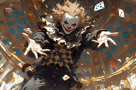 小丑的扑克牌背景图片