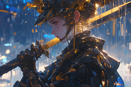 雨中女剑客图片