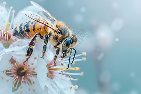 采集花粉中的蜜蜂图片