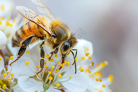 采集花粉的蜜蜂背景图片