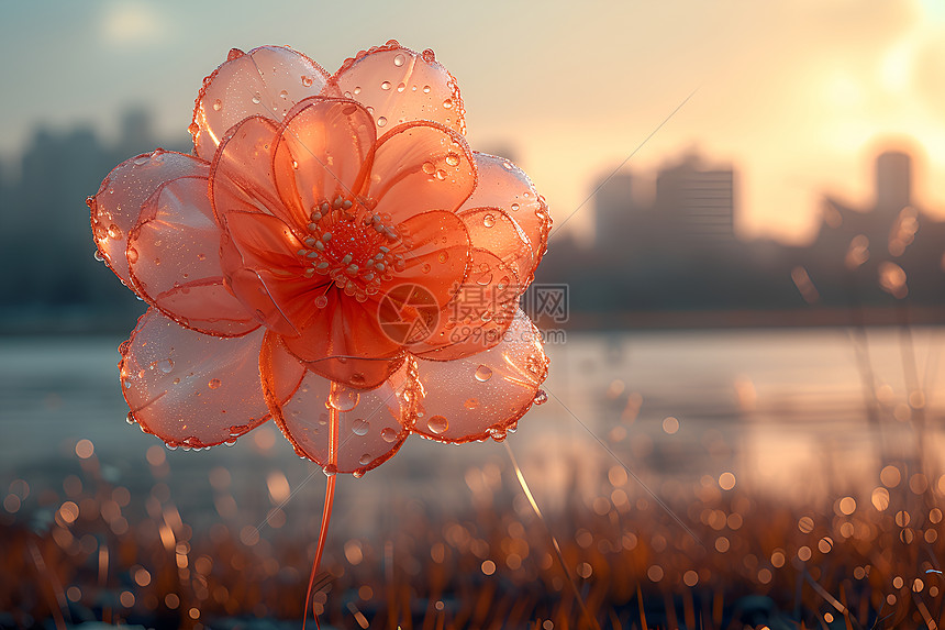 明亮的小花水景背景图片