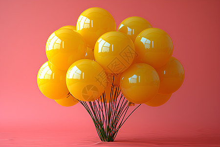 飞舞中的黄色气球图片