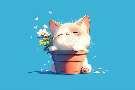 花盆的猫咪图片