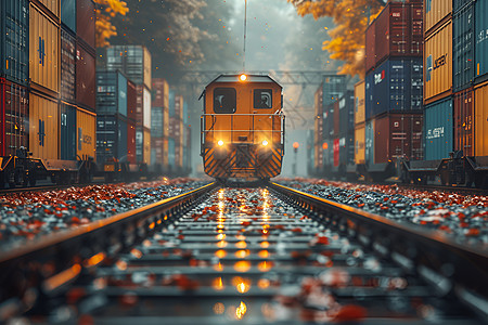 铁轨行驶的火车图片