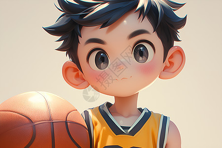 个持篮球的男孩图片