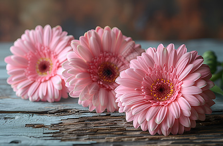 三朵粉色雏菊图片