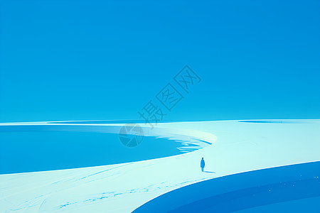 孤独漫步盐湖图片