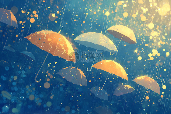 雨中浮动的伞图片