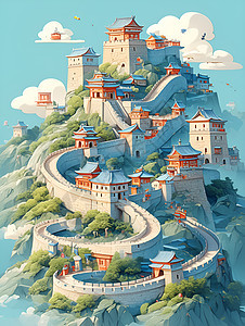 中国长城的奇幻剪纸艺术图片