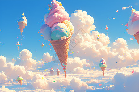 天空中的甜筒冰淇淋图片