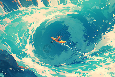 漩涡里的皮划艇图片