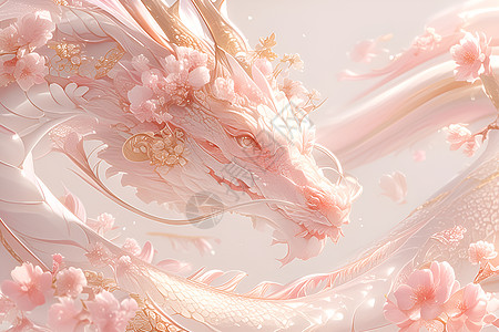 粉红色的巨龙在花海中穿行图片