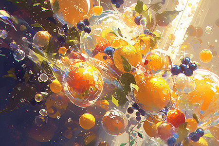 阳光下的水泡水果图片